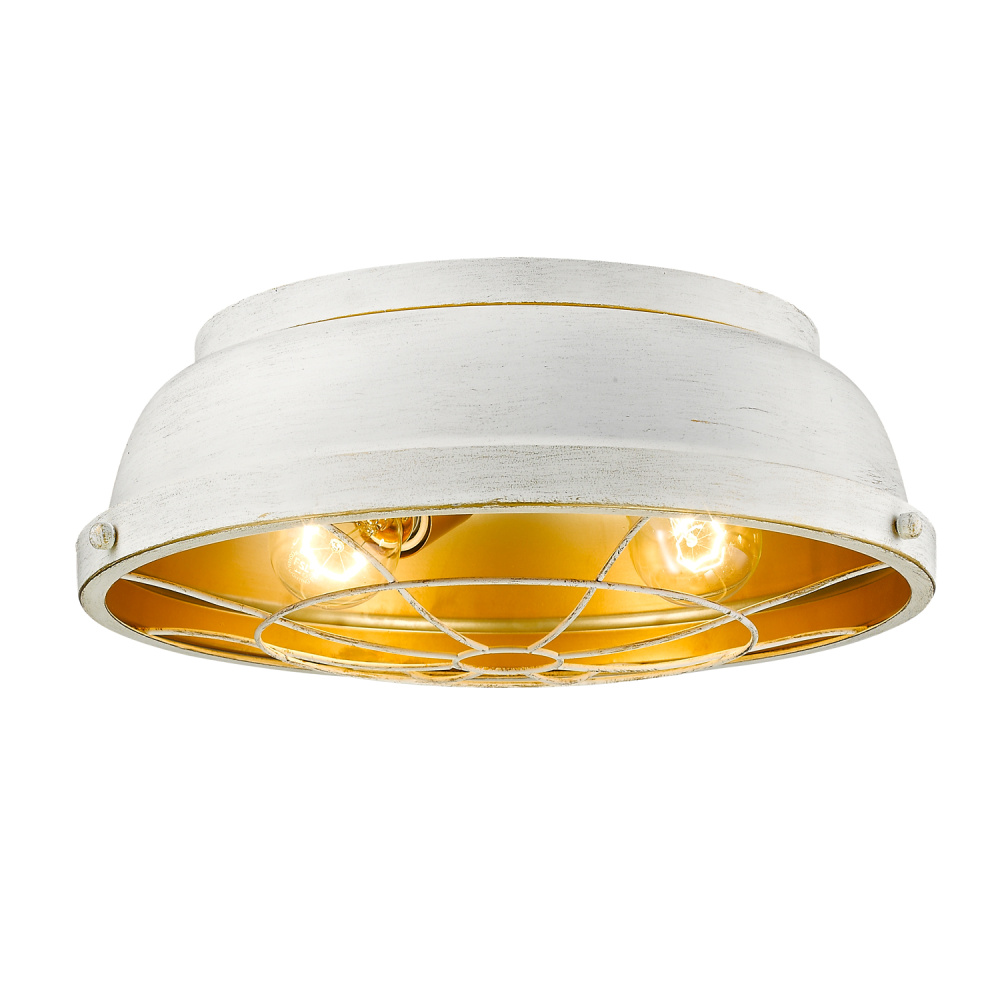 Golden Lighting Bartlett 2-light Flush Mount in French White